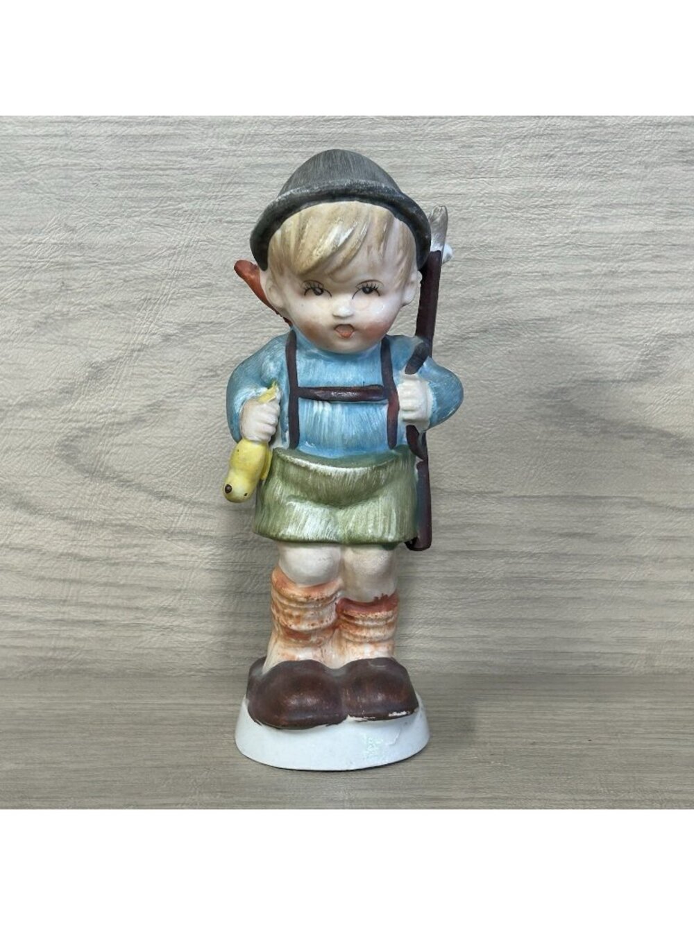 Little Hunter Figurine 1950s Made In Japan  Little Boy In Cap Vintage 5.5"